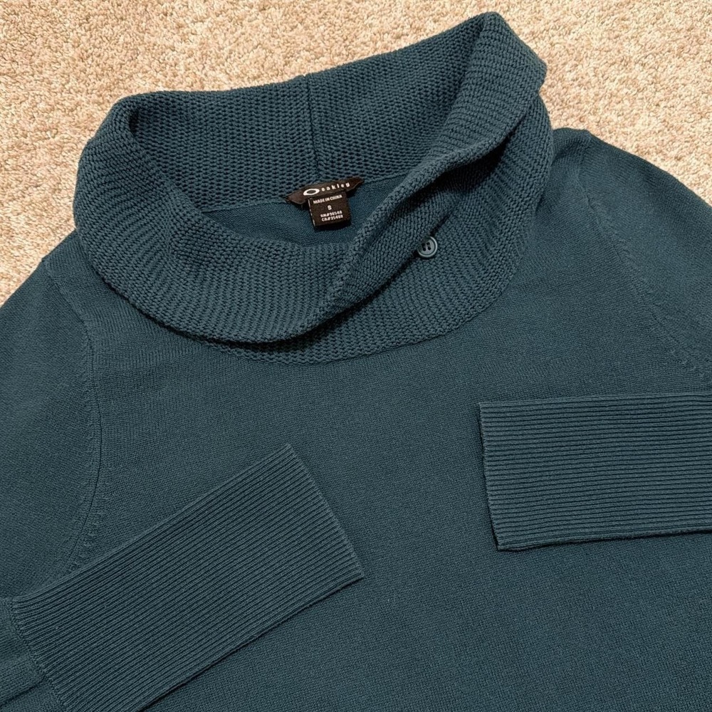 Vintage Oakley Shawl Collar Knit Sweater | Teal Green | Small